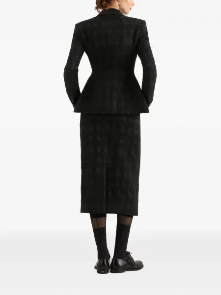 Fustă midi Dolce & Gabbana de lână în carouri negru