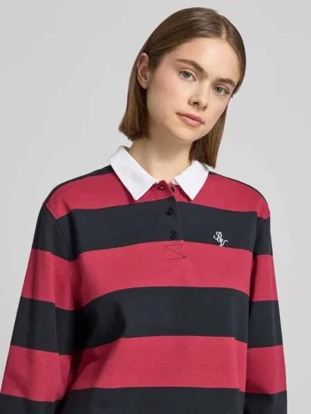 Bluzka polo z długim rękawem z i kontrastową listwą guzikową Review granatowa