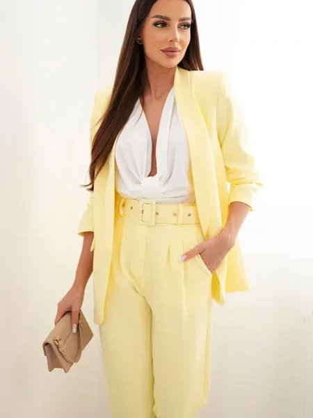 Pantaloni Kesi Włoski elegante galben