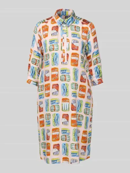 Sukienka koszulowa do kolan z we wzór na całej powierzchni Milano Italy czerwona