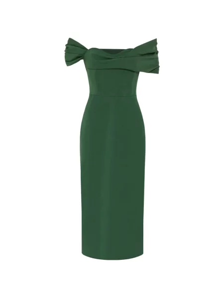 Μίντι φόρεμα Carolina Herrera ντραπέ πράσινο