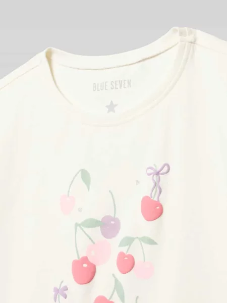 T-shirt z okrągłym dekoltem i nadrukiem z motywem Blue Seven biała