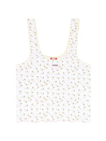 Top Diesel cu model floral cu imagine stretch alb