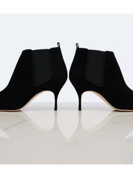 Semišové členkové čižmy Manolo Blahnik čierna