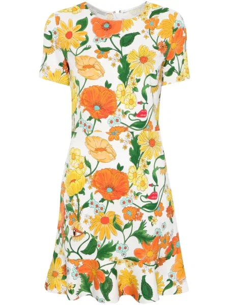 Cu peplum rochie Stella Mccartney cu model floral cu imagine alb