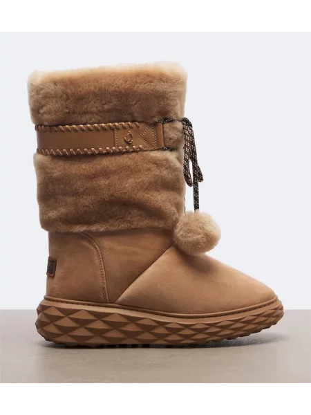 Botine Jimmy Choo din piele de căprioară cu platformă bej