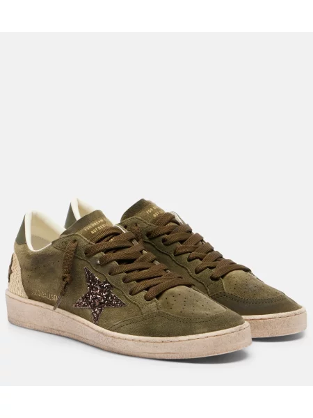 Sneakerși Golden Goose Ball Star din piele de căprioară verde