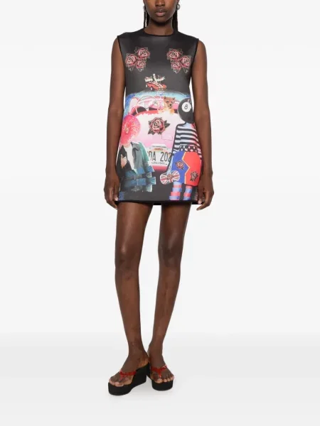 Rochie The Artistylist fără mâneci cu imagine negru