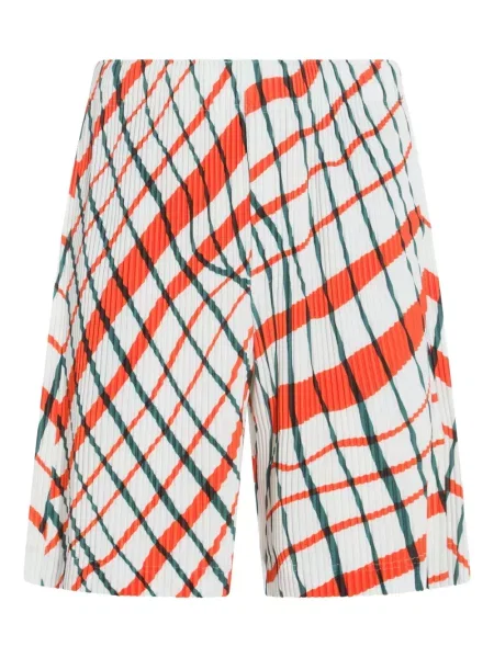 Kostkované plisované kraťasy Homme Plissé Issey Miyake bílé