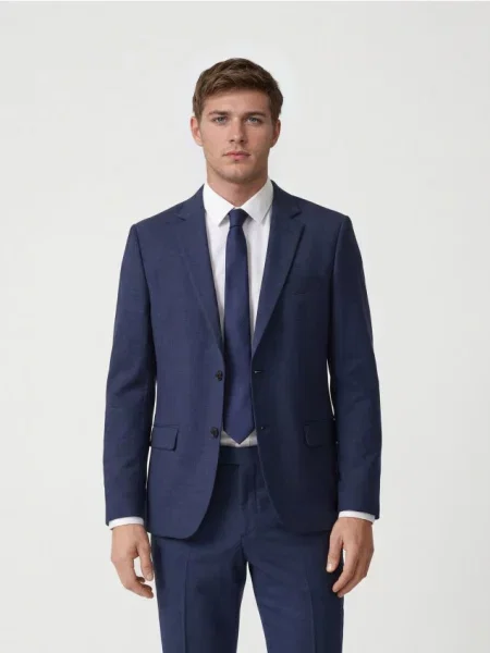 Reserved Піджак slim fit з віскозою та темно-синій синій