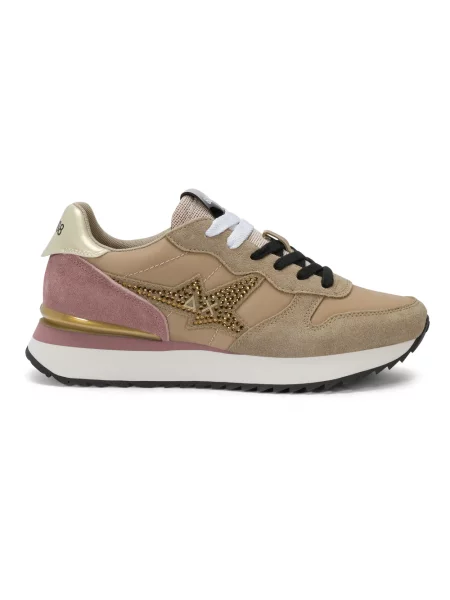 Sneakersy Sun68 zamszowe z logo beżowe