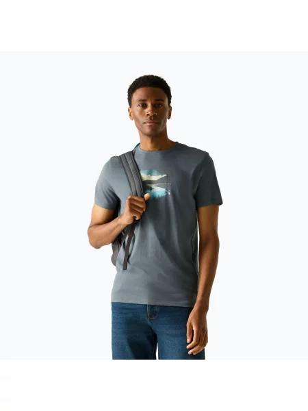 Мъжка тениска за трекинг REGATTA Breezed dark storm сиво