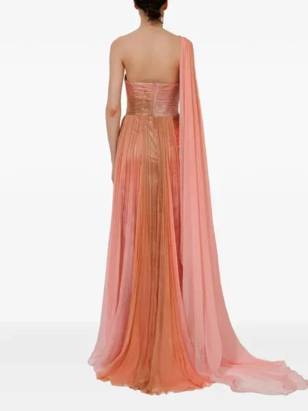 Rochie maxi Iris Serban cu un umăr gol roz