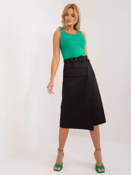 Fustă midi Fashionhunters până la genunchi negru