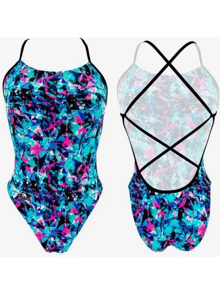 Strój kąpielowy Turbo Patron Sirene Crystal Dive cienkie ramiączka niebieski różowy S czarny
