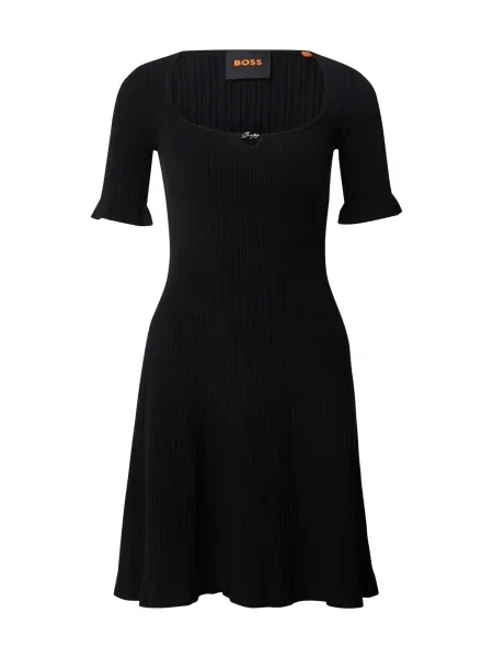 BOSS Pletena obleka C_Faud' črna