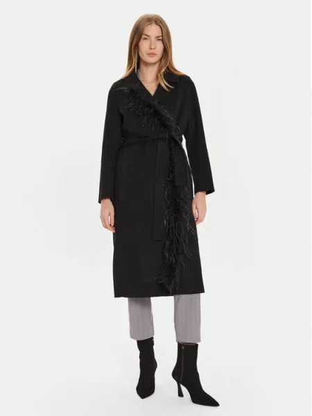 TWINSET Вълнено палто черен