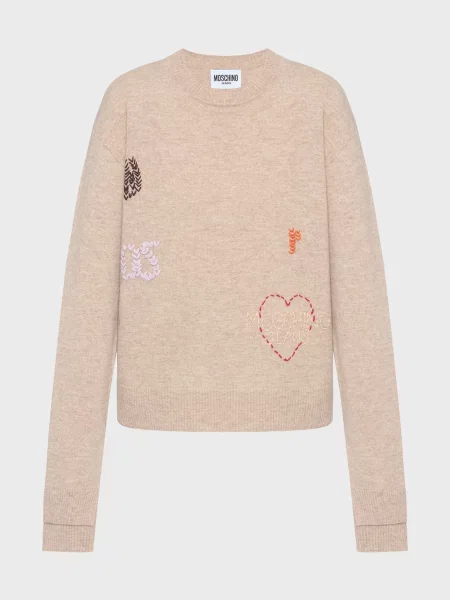 Шерстяной свитер Moschino бежевый