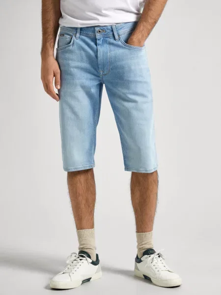 Pantaloni scurți din denim Pepe Jeans stretch albastru