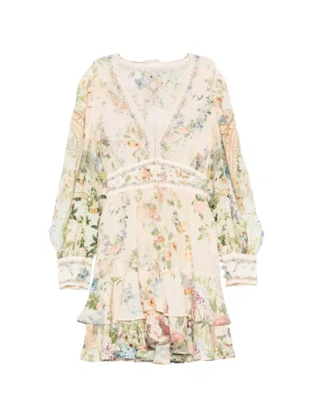 Rochie mini Camilla cu model floral cu imagine roz