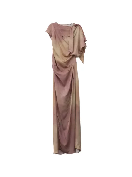 Rochie maxi Yangkehan de mătase drapată roz