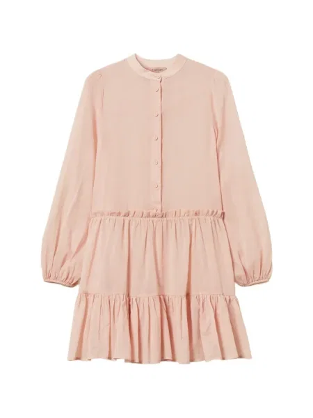 Rochie tip cămașă Twinset cu volane de costum roz