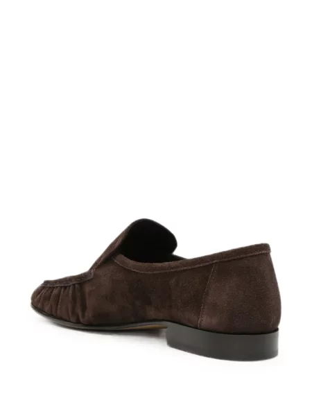 Pantofi loafer The Row din piele de căprioară maro