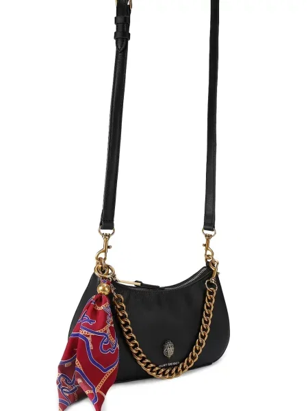 Kurt Geiger London crossbody torbica usnjena SLOANE HOBO črna