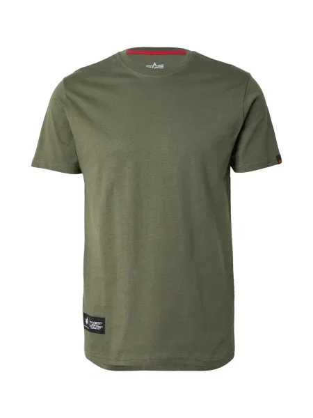 ALPHA INDUSTRIES Tricou fildeş / pin verde