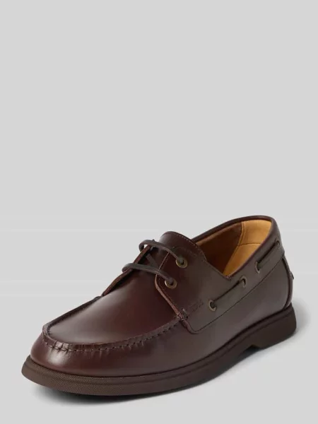 Loafersy z naturalnej skóry bydlęcej model Sienne_Slon_pllt' Boss brązowe
