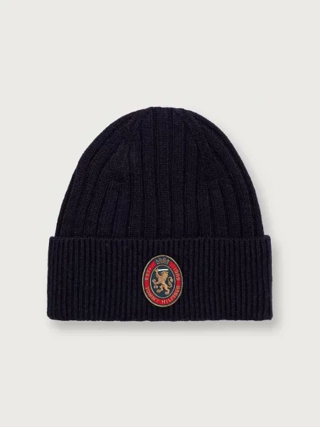 Tommy Hilfiger σκούφος beanie ανδρικός με μαλλί μπλε
