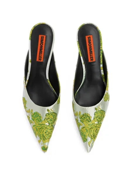 Papuci tip mules Simon Miller cu model floral cu imagine verde