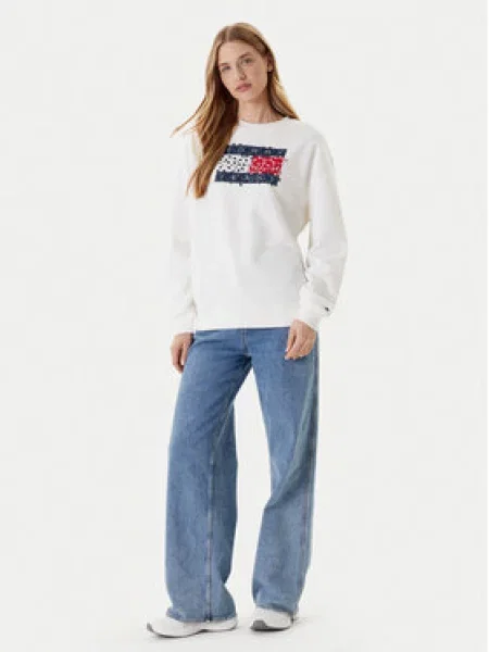 Tommy Jeans Mikina Floral Flag bílá