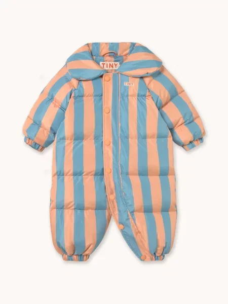 Tinycottons комбінезон для немовлят NUDE-BLUE STRIPES PADDED OVERALL синій