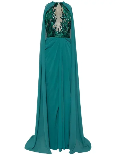 Rochie Saiid Kobeisy plisată de costum verde