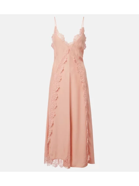 Rochie midi Stella Mccartney de mătase roz