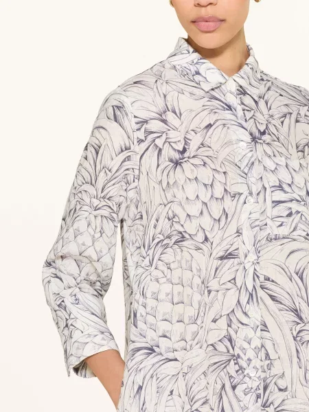 Robert Friedman Lniana Sukienka Koszulowa Z Rękawami blau granatowa