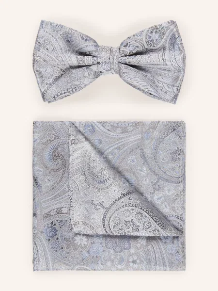 Muszka i poszetka w zestawie z czystego jedwabiu Prince Bowtie szary