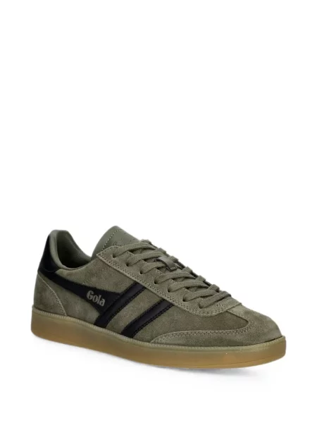 Sneakerși Gola din piele de căprioară cu imagine verde
