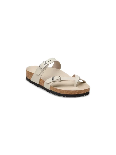 Klapki Birkenstock skórzane beżowe