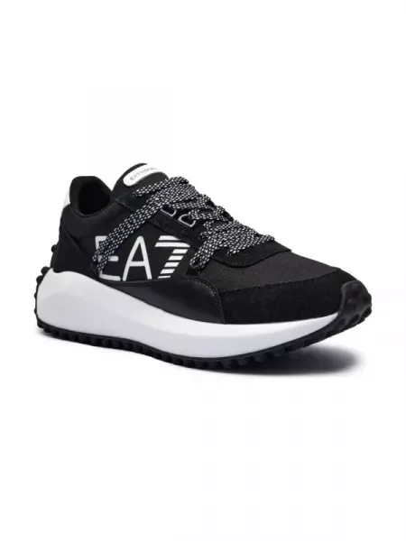 Sneakers tornacipő bőr hozzáadásával fekete