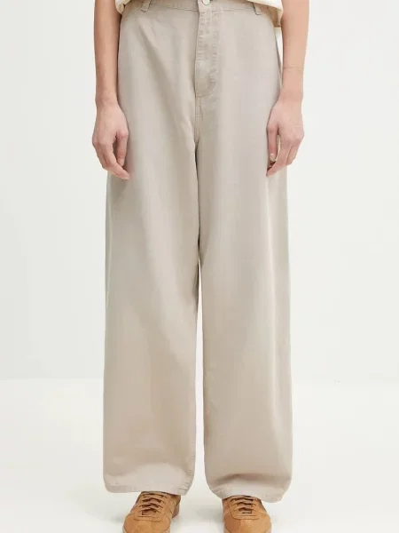 Carhartt WIP pantaloni Brandon Single Knee Pant femei lat high waist bej