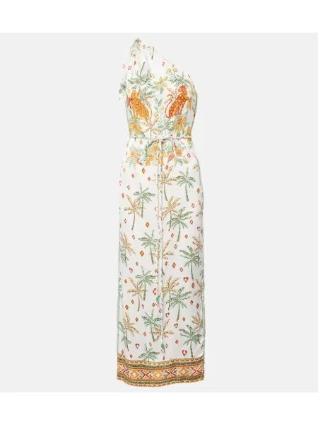 Rochie Poupette St Barth cu imagine cu un umăr gol verde