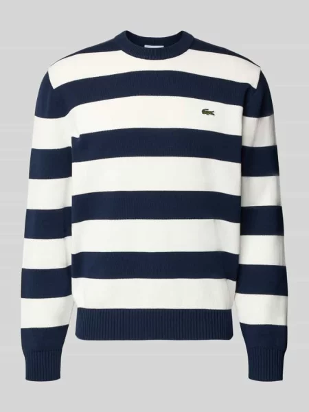 Sweter w kroju regular fit z czystej bawełny Lacoste granatowy
