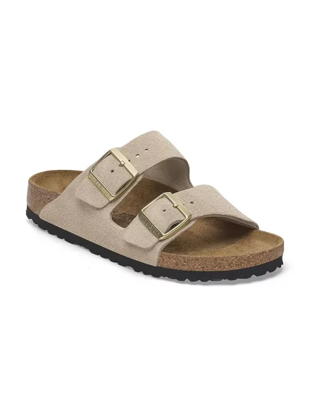 Замшеві шльопанці Birkenstock Arizona бежевий