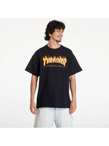 Tricou Thrasher Flame Logo T-Shirt Black M negru