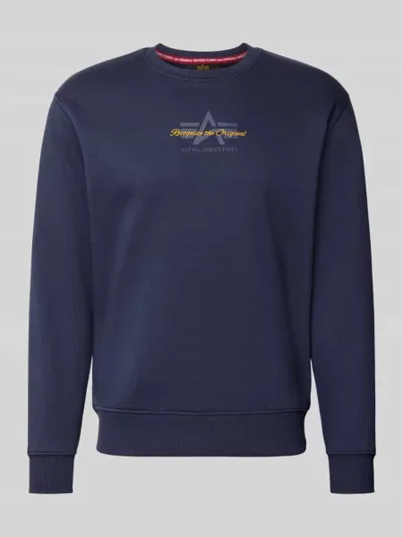 Bluza o kroju regular fit z mieszanki bawełny z detalem z logo Alpha Industries granatowa