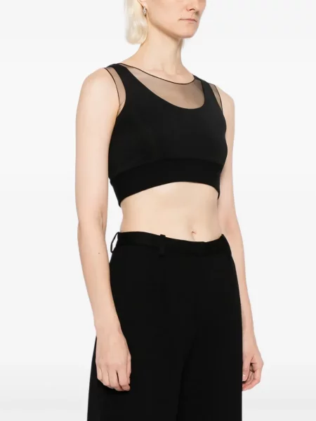 Top Quetsche transparente negru