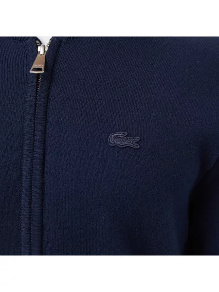 Lacoste Kurtka Bomberka Z Dzianiny Bawełnianej I Wełnianej granatowa