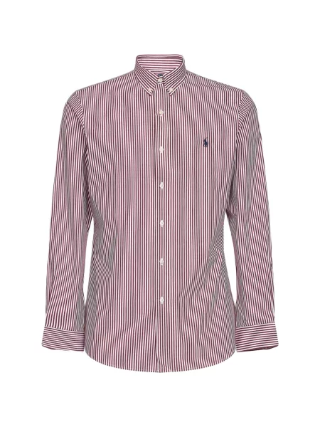 Cămașă Polo Ralph Lauren cu dungi din poplin roșu
